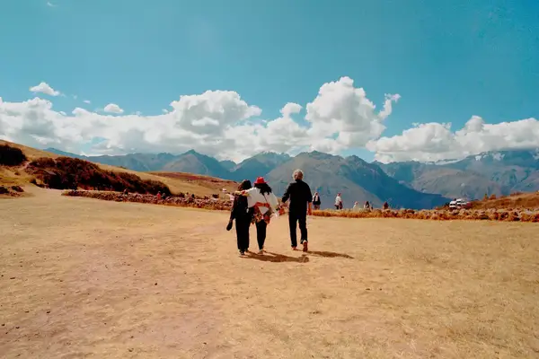 People crossing a plateau.