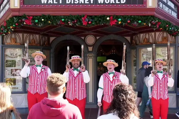 Performers at Disney during Christmas