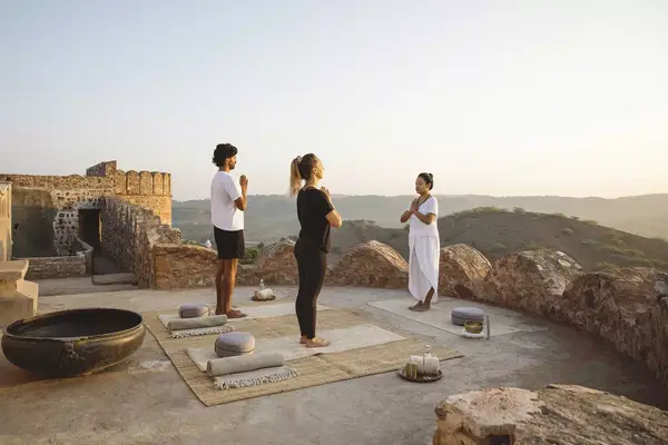 Sunrise Yoga at Fort Wall at Six Senses Fort Barwara