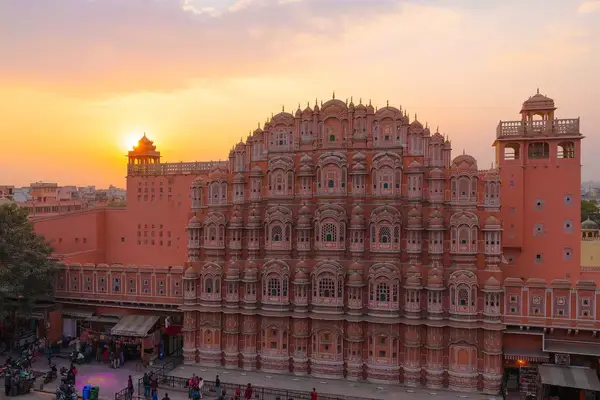 Inside of the Hawa Mahal or The palace of winds at Jaipur India. It is constructed of red and pink sandstone.