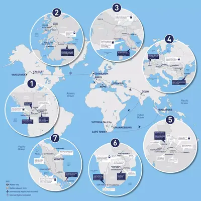 Around the world train map 