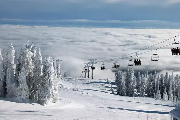 Ski lift over slopes