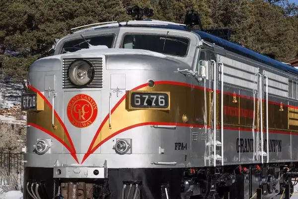 A Grand Canyon Railway diesel engine, a passenger train that operates between Williams and the South Rim,