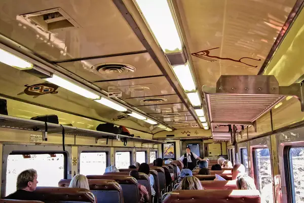 Inside one of the railcars of the Grand Canyon Railway 