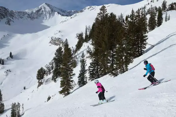 Skiers going down a mountain