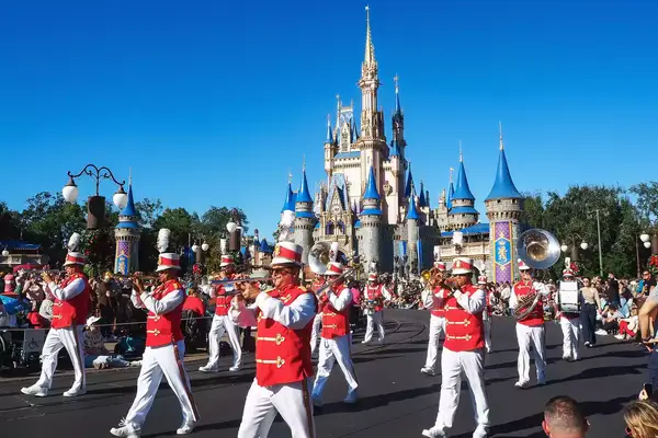 A parade outside the magic castle