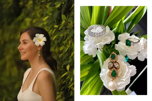 Bride and jewelry at an elopement in the Maldives
