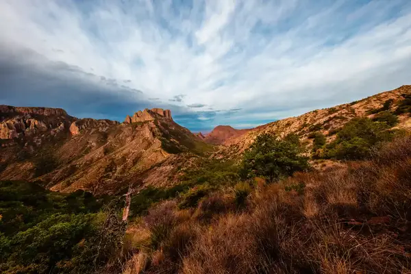 Landscape of rolling mountains