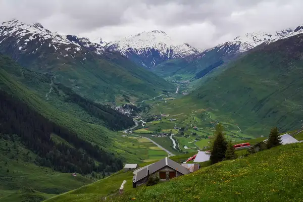 Scenery with snow capped mountains