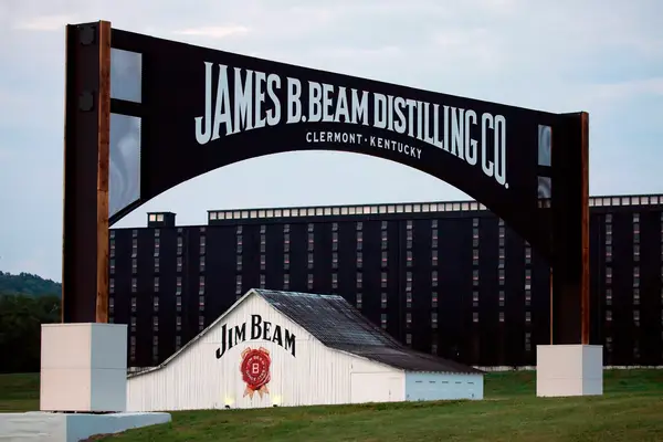The entrance of the James B. Beam distillery in Clermont, Kentucky,
