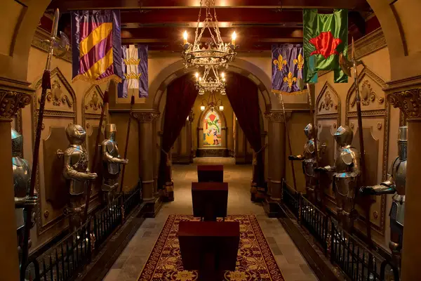 Flanked with suits of armor, this mysterious hallway leads Magic Kingdom guests into Beast