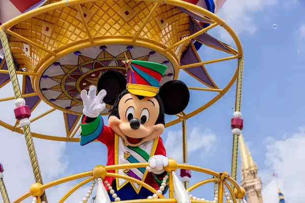 Micky Mouse on parade float at Disney World