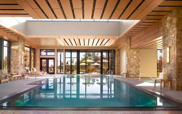 Indoor pool at a resort spa