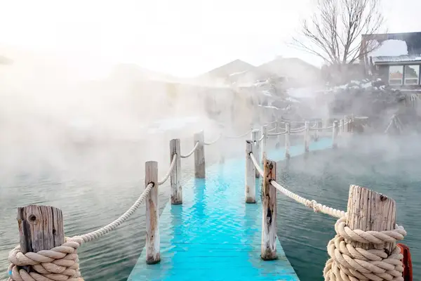 Water bridge through the hot springs at Springs Resort and Spa in Colorado