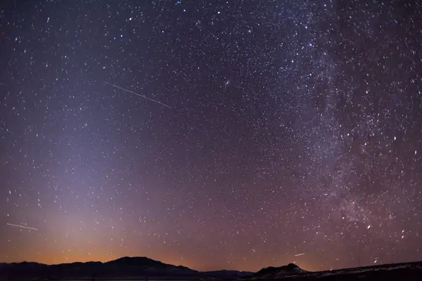 Stars and the milky way over mountains in nevada