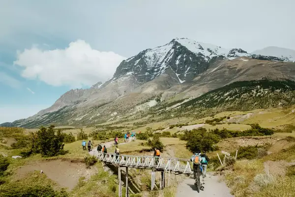 People hiking up a mountain