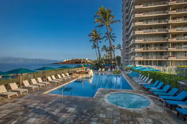 Pool and ocean view at The Aston at the Whaler in Maui