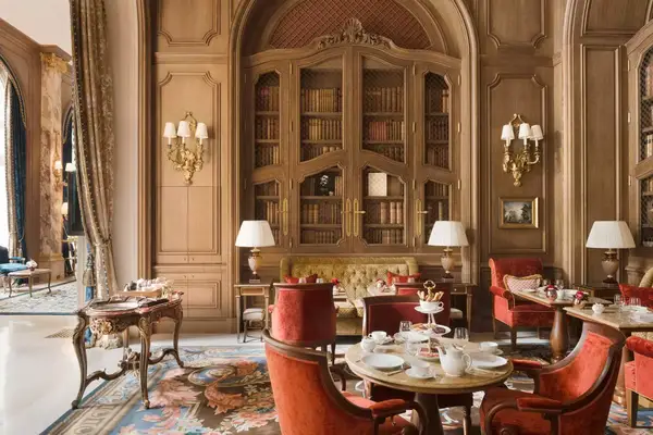 A dining room and library at the Ritz, Paris