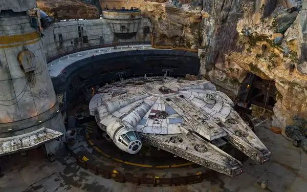 Aerial view of Millennium Falcon Smugglers Run ride at Disney World