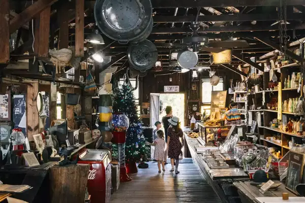 A family inside an Everlglades museum space