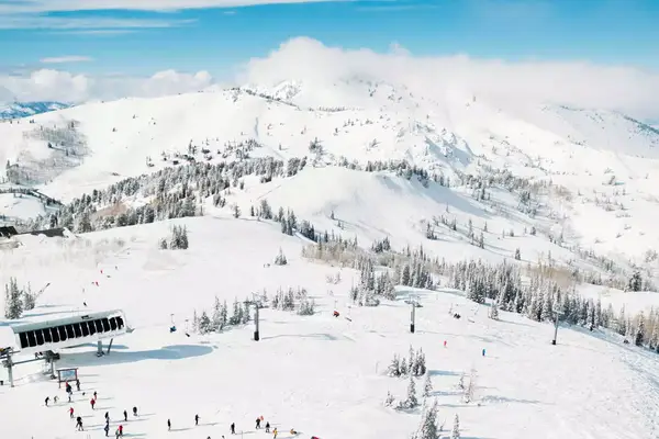 Snow covered mountains at a ski resort in Utah