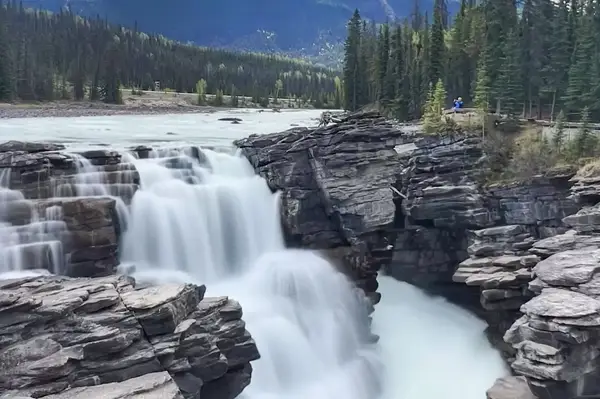 A waterfall in Jasper National Park 