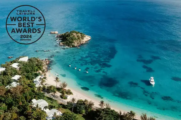 Aerial view of a beach on Great Barrier Islands