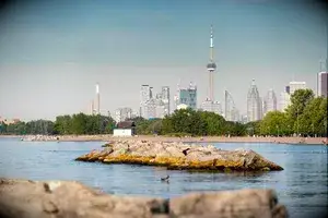 The Toronto City skyline as seen from the Beaches in East Toronto