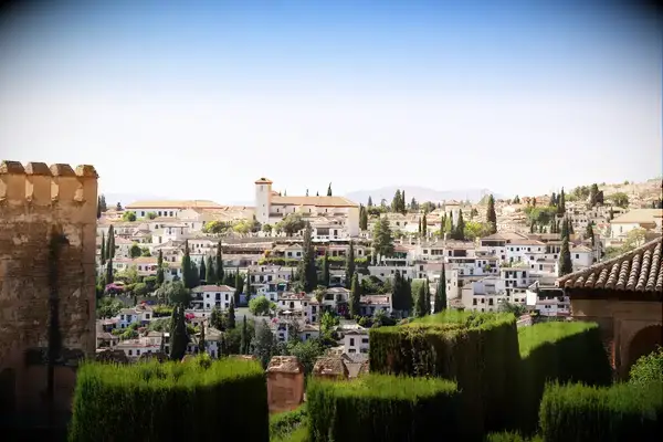 View of Granada with buildings and greenery