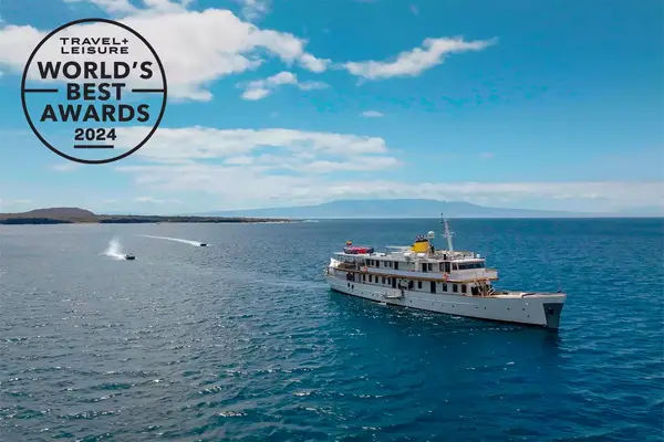 Quasar Expeditions cruise ship at sea.