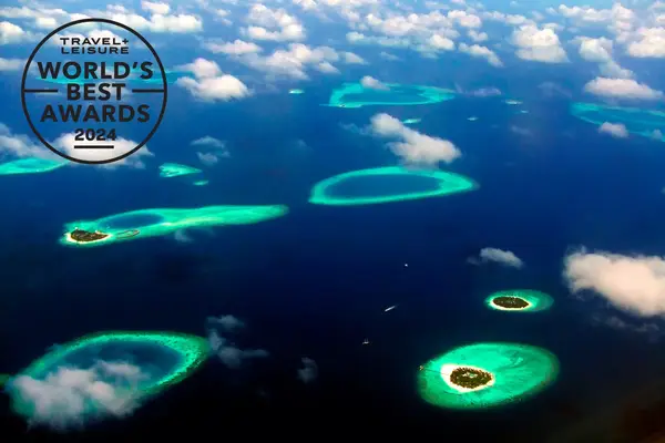 Maldives islands from above.