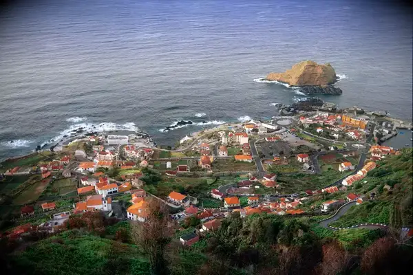 Overlooking a town on the coast of Madiera
