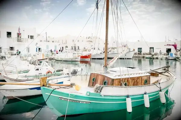 Boats docked at Paros, Greece