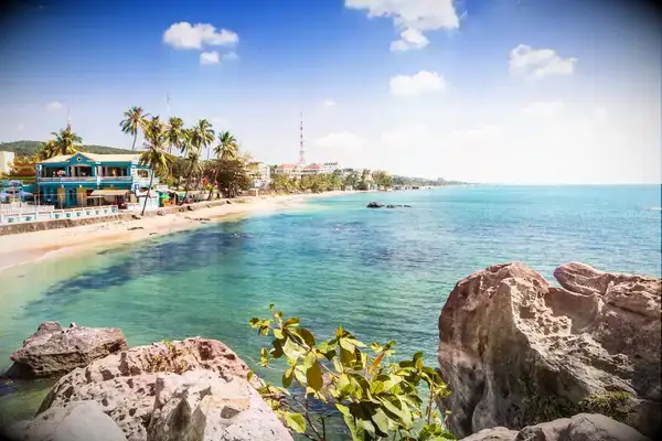 Idyllic beach in Duong Dong city in Phu Quoc island in south Vietnam. The island has really gained in popularity as a travel destinations in the last years.