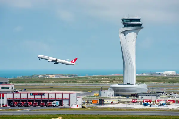 Airplane taking off near Istanbul Airport