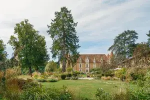 The exterior of a chateau in France.