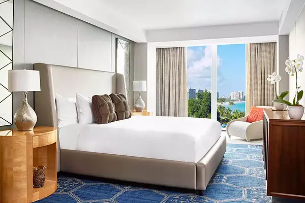 Interior of a guest room at Fairmont El San Juan Hotel