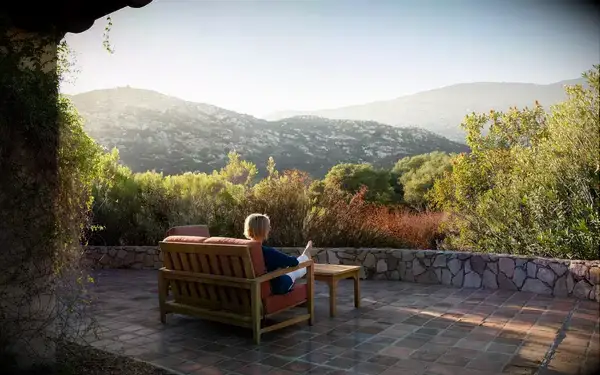 Enjoying the view at Rancho La Puerta spa, in Mexico