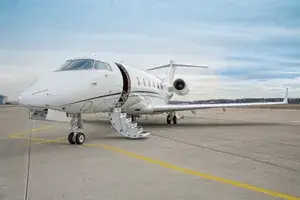 Exterior of private jet on a tarmac 