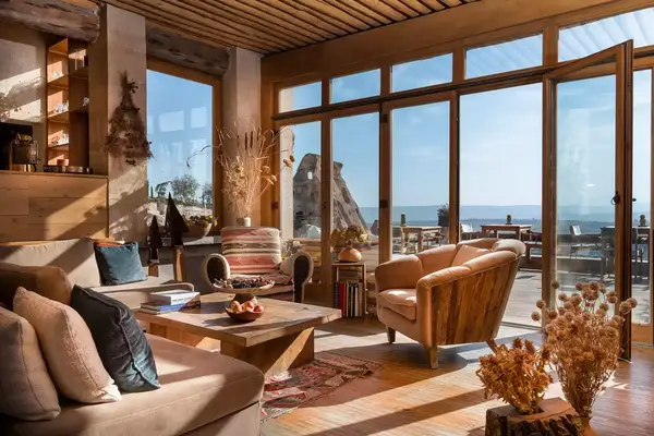 View from a lounge space at the Argos in Cappadocia resort