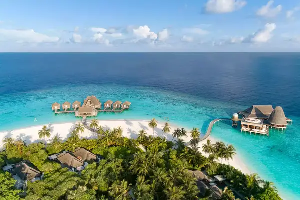 Overwater structures at the Anantara Kihava Maldives Resort