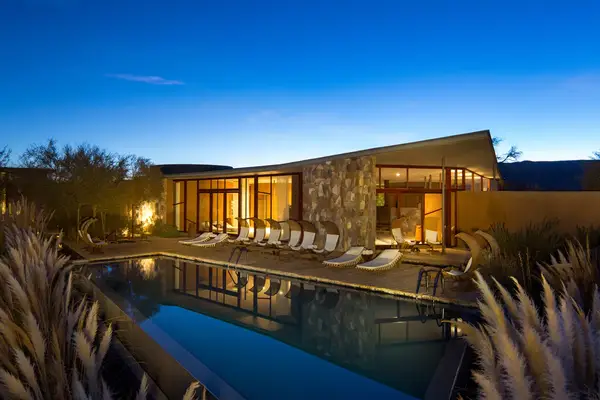 Night view of a building at the Tierra Atacama resort