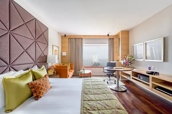 A guest room at the Taj Lands End hotel in Mumbai