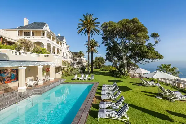 Hotel and pool terrace of the Ellerman House hotel