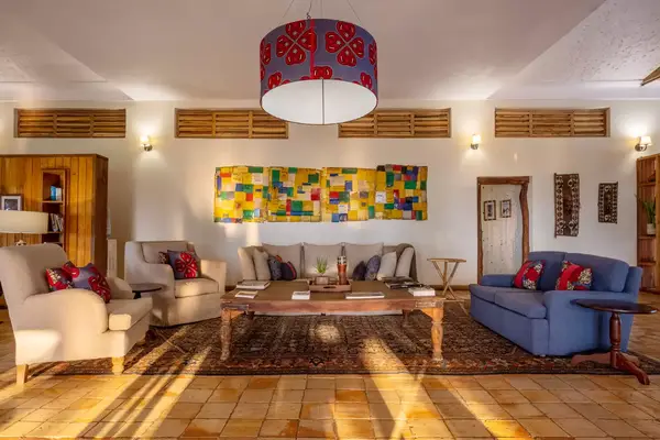 Colorful artwork and decor at the Kyambura Gorge Lodge