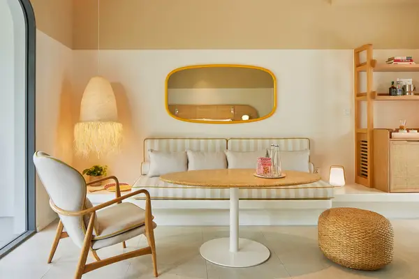 Cream colored sitting area at the Standard Hua Hin hotel