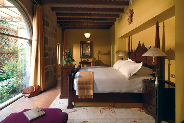 Guest room at the Monasterio hotel in Cusco, Peru