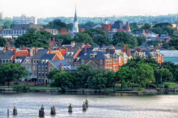 Old Town, Alexandria taken from the Wilson Bridge that crosses the Potomac River