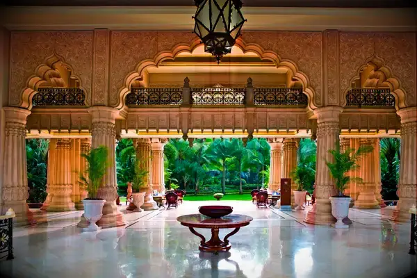 Double height common area at The Leela Palace Bengaluru hotel