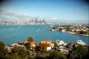 Auckland city line as seen from Devonport, North Head Historic Reserve.